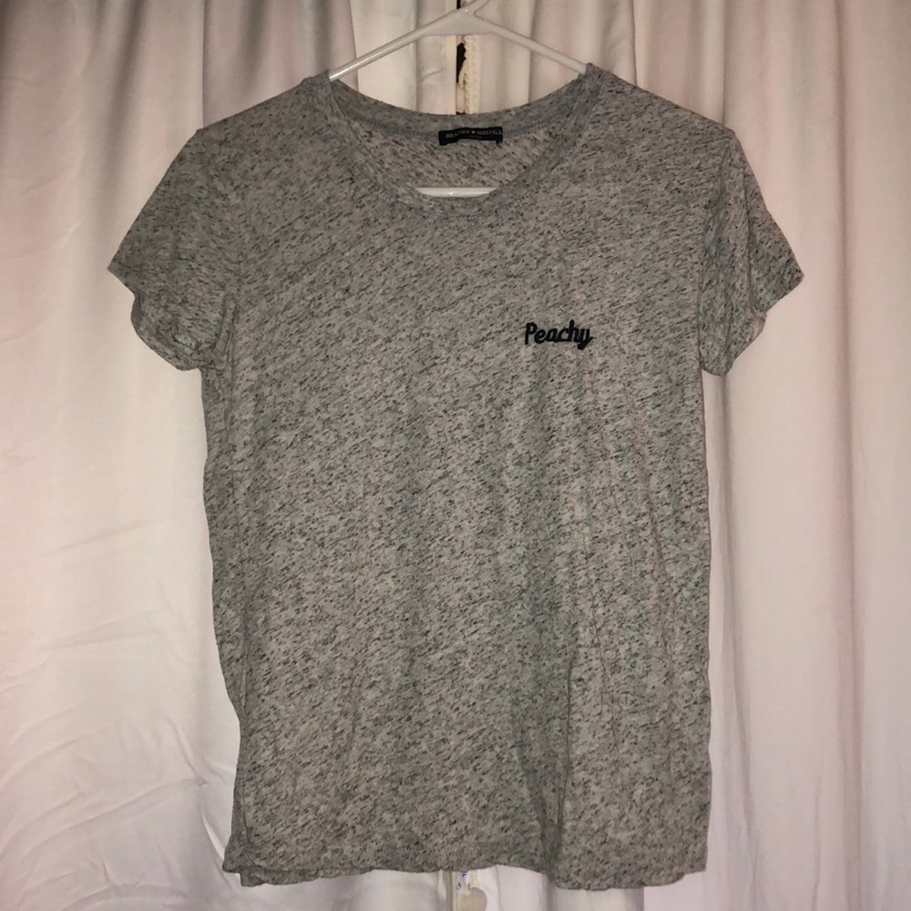 heathered grey peachy t-shirt
